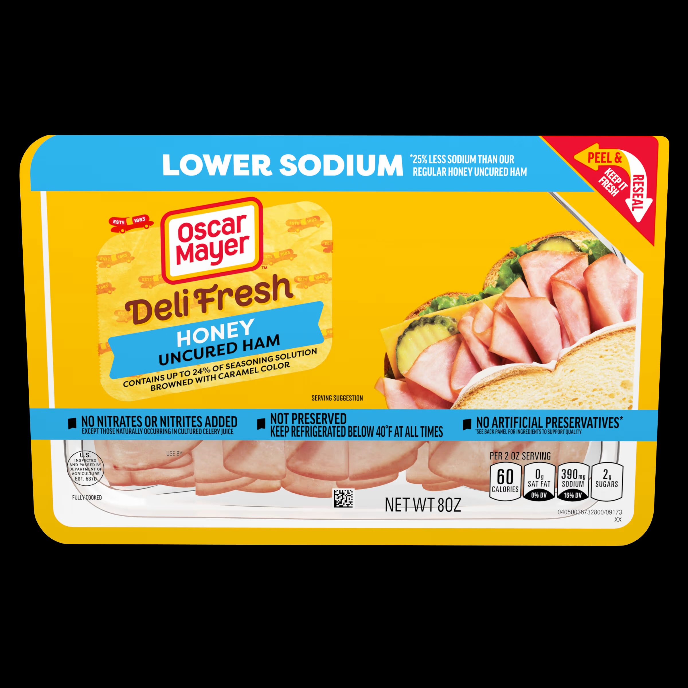 Oscar Mayer Deli Fresh Honey Uncured Ham Lower Sodium 8 oz