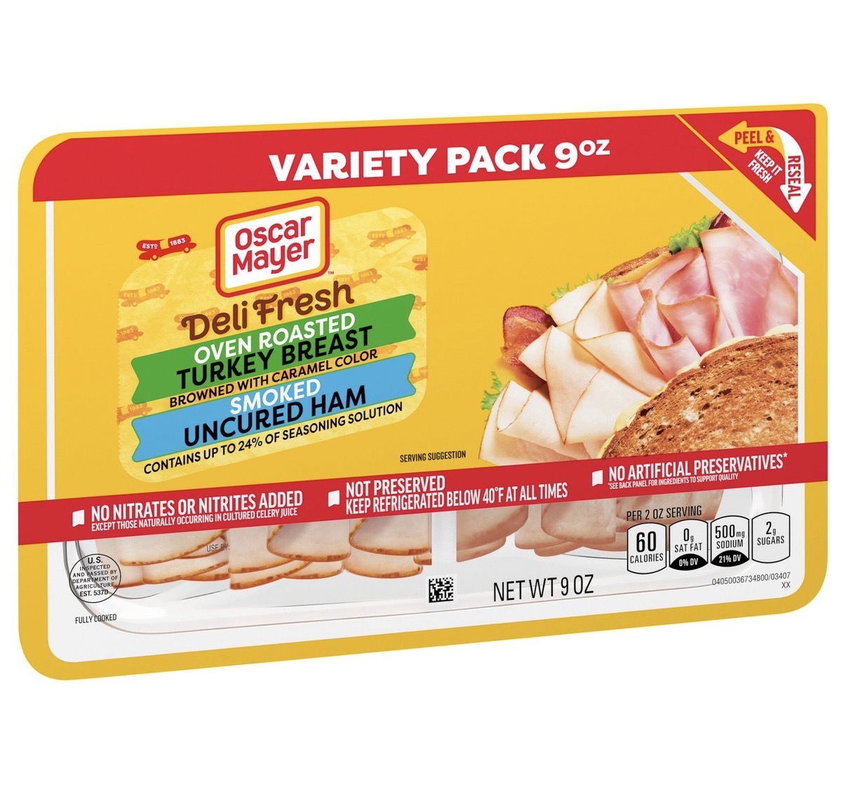 Oscar Mayer Deli Fresh Classic Combo Oven Roasted Turkey Breast & Smoked Ham 9 oz