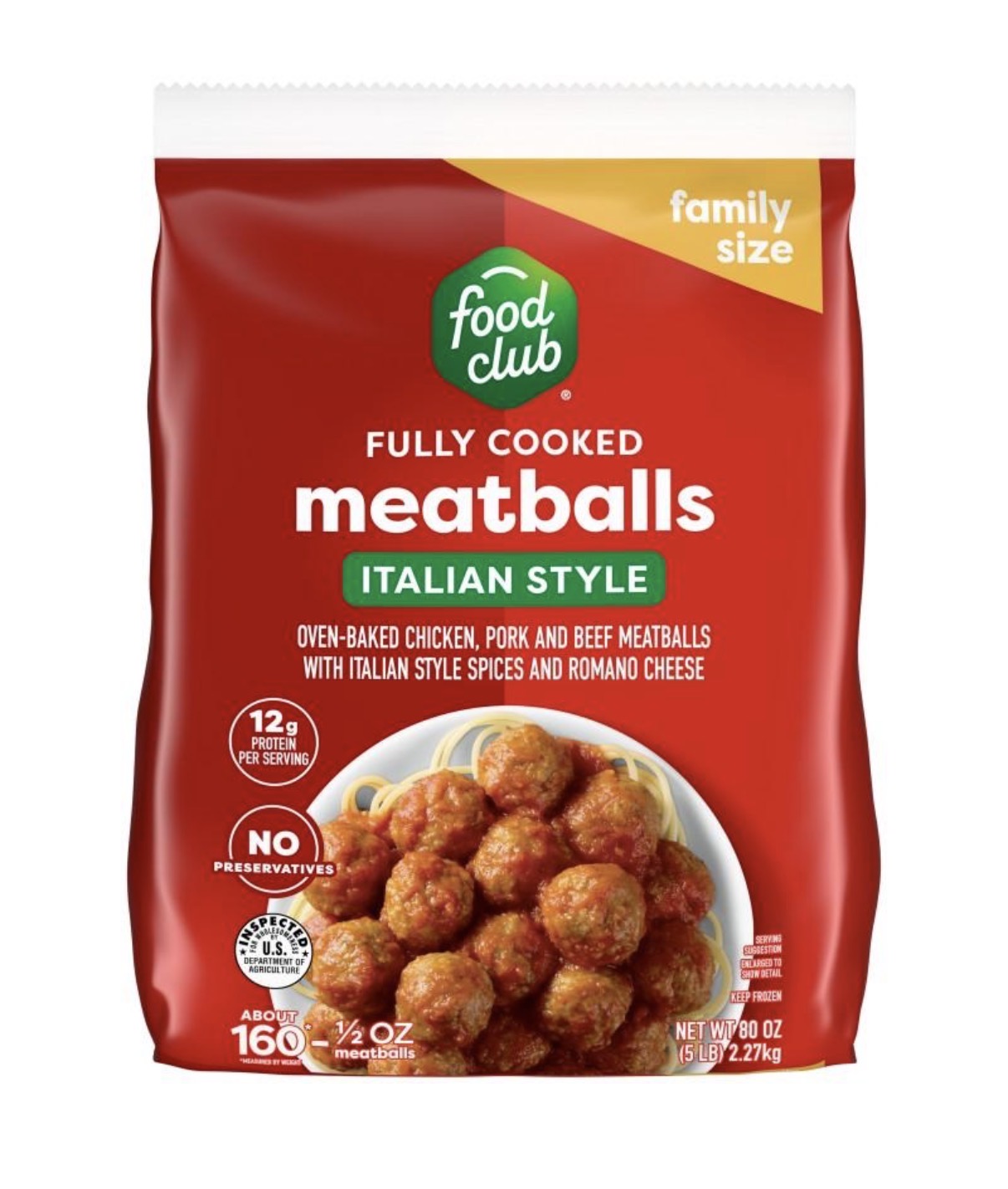 Food Club Italian Style Meatballs FAMILY SIZE 80 oz