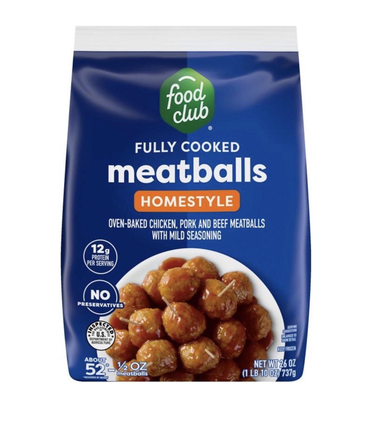 Food Club Homestyle Meatballs 26 oz