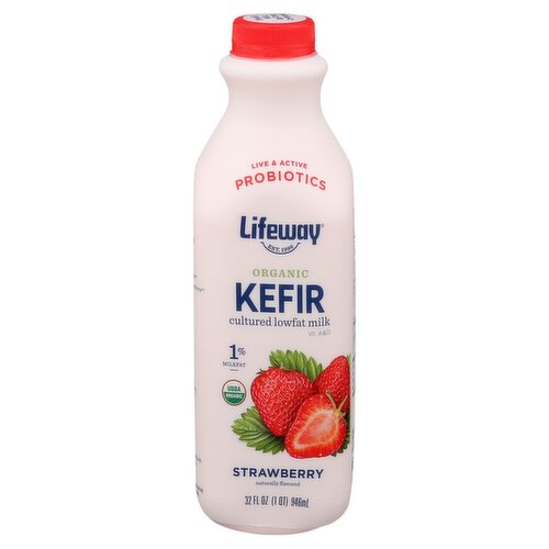 Lifeway Probiotic Organic Kefir 1% Milkfat Strawberry 32 oz