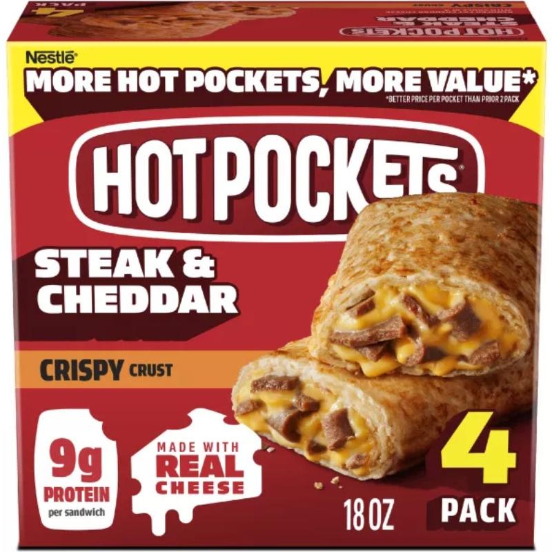 Hot Pockets Crispy Crust Steak Cheddar 18 oz