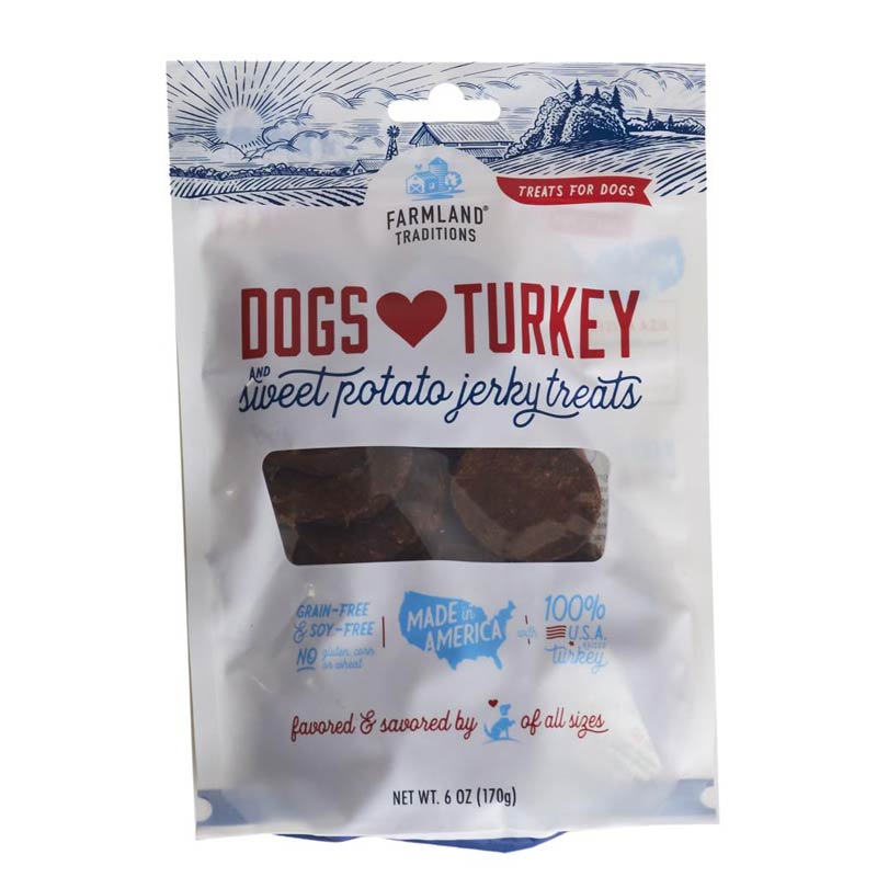 Farmland Traditions Dogs ❤️ Turkey Sweet Potato Jerky Treats 6 oz