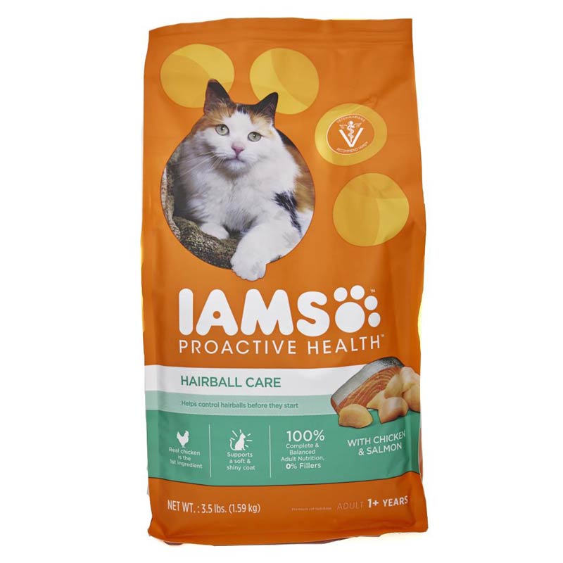IAMS HAIRBALL CARE WITH CHIKEN & SALMON CAT FOOD 3.5 LB
