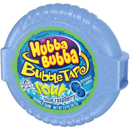 Hubba Bubba Sour Blue Raspberry Bubble Tape 2.6 oz
