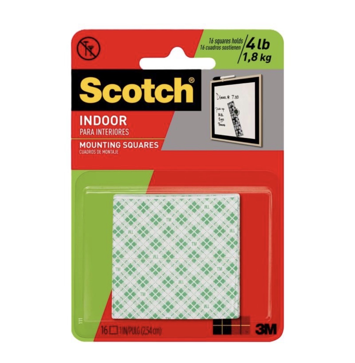 Scotch Indoor Mounting Squares 16 ct