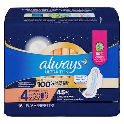 Always Maxi Overnight Pads with Flexi-Wings Size 4 16 ct ROcl8