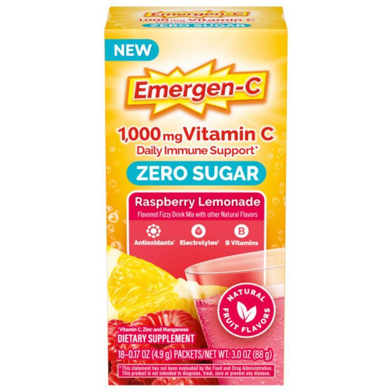 Emergen-C Zero Sugar Raspberry Lemonade 18 ct