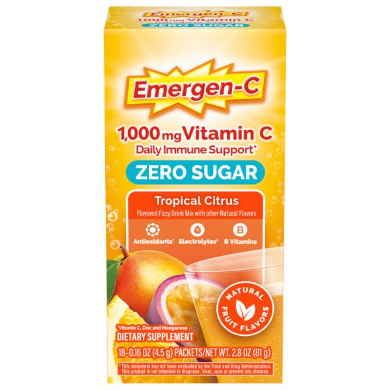 Emergen-C Zero Sugar Tropical Citrus 18 ct