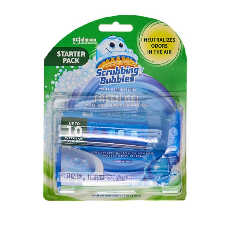 Scrubbing Bubbles Toilet Cleaning Stamp Fresh Gel Rainshower 1.34 oz