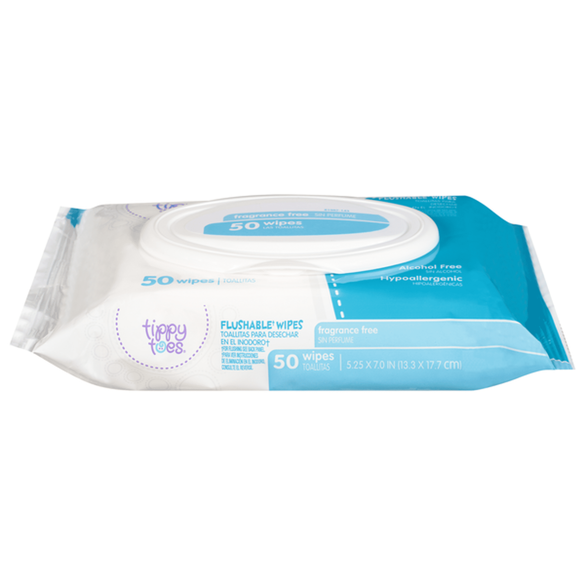 Tippy Toes Flushable Wipes 50 ct