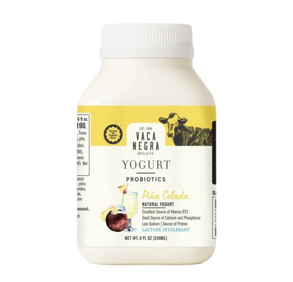 Vaca Negra Probiotics Yogurt Pina Colada 8 oz