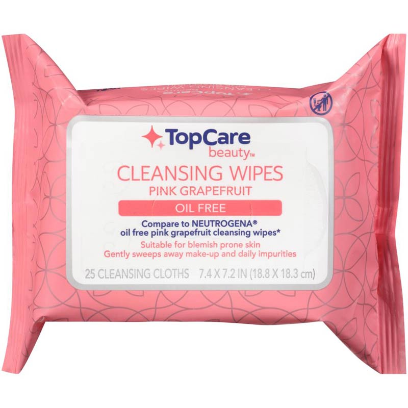 Top Care Oil-Free Pink Grapefruit Cleansing Wipes 25 ct