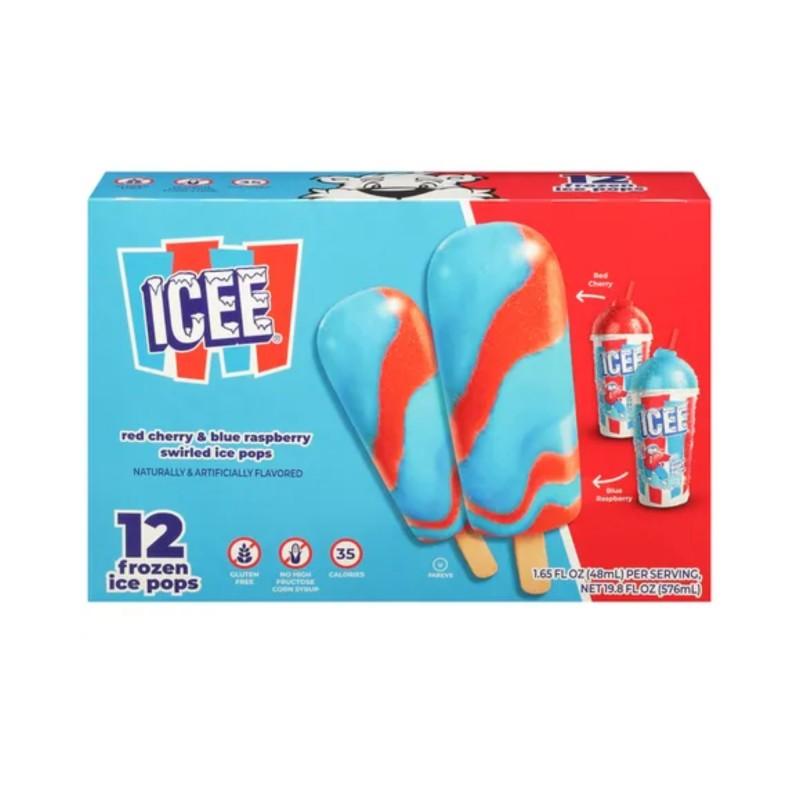 Icee Cherry and Blue Raspberry Swirl Ice Pops 12 ct