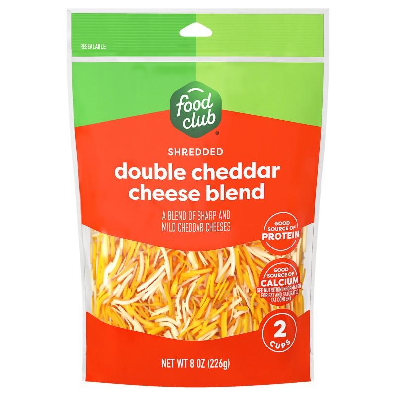 Food Club Shredded Double Cheddar Cheese Blend 8 oz
