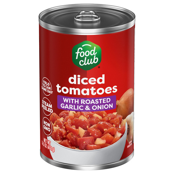 Food Club Diced Tomatoes Chili Ready with Roasted Garlic and Onion 14.5 oz