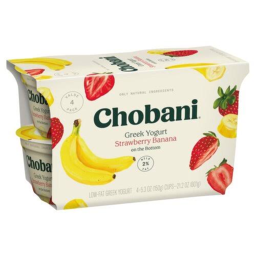 Chobani Greek Yogurt Strawberry Banana Fruit on the Bottom 4-5.3 oz