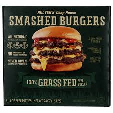 Holten’s Chophouse 100% Grass Fed Smashed Beef Burgers 6-4 oz