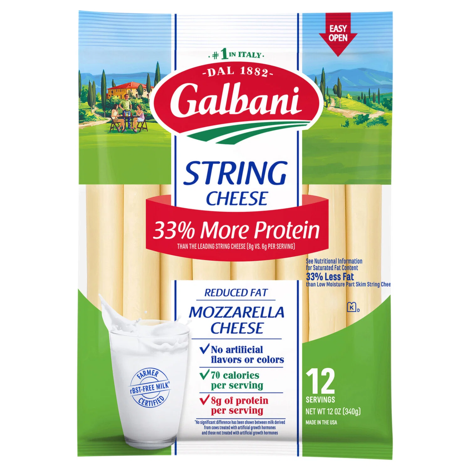 Galbani String Cheese, Mozzarella 33% More Protein 12 oz.