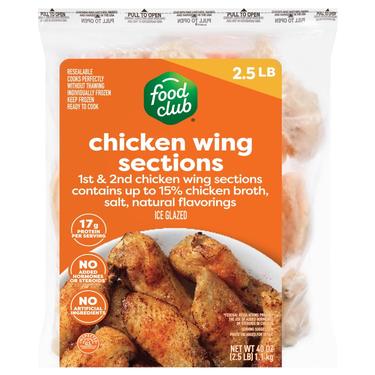 Food Club Chicken Wings Sections 2.5 lbs