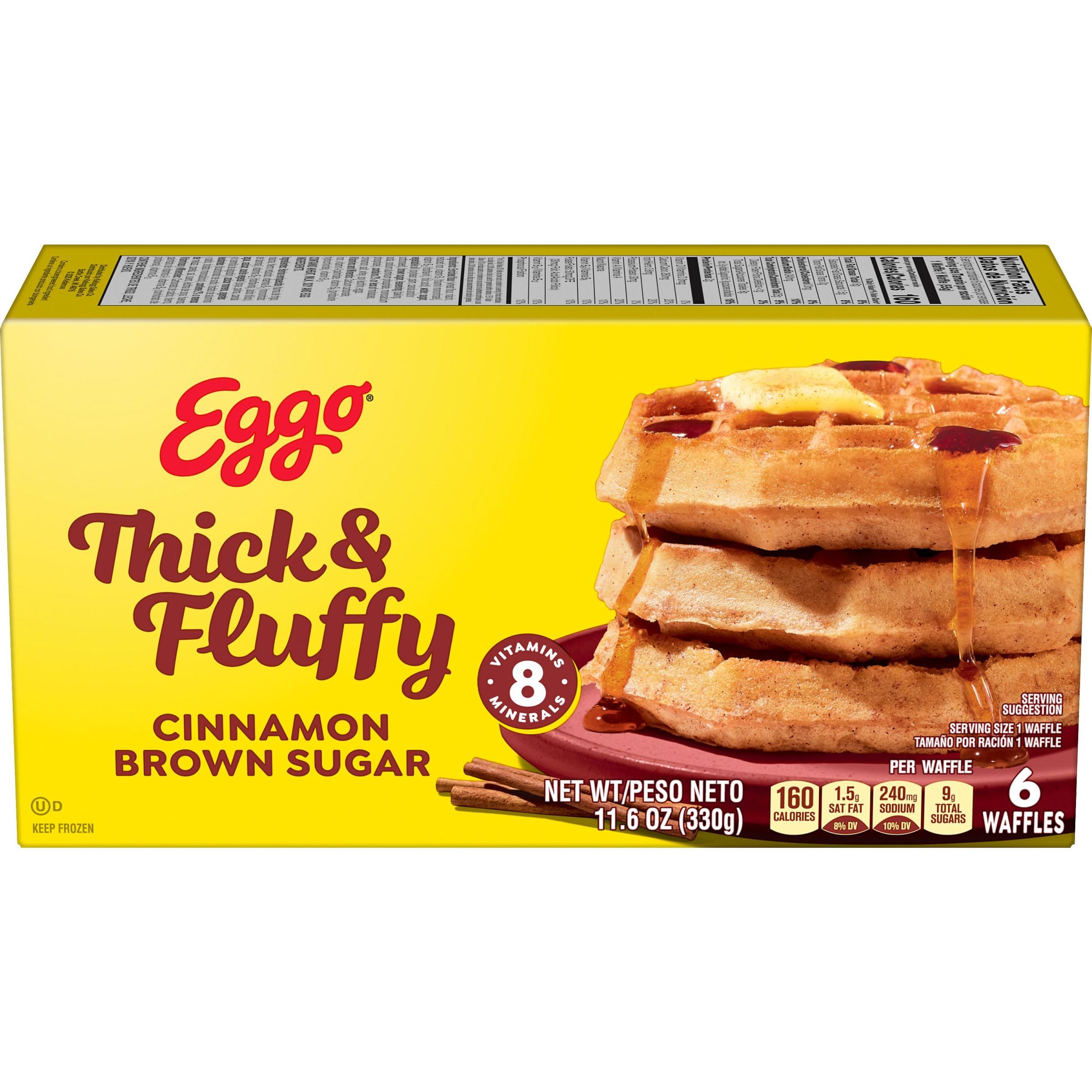 Eggo Thick & Fluffy Waffles Cinnamon Brown Sugar 11.6 oz