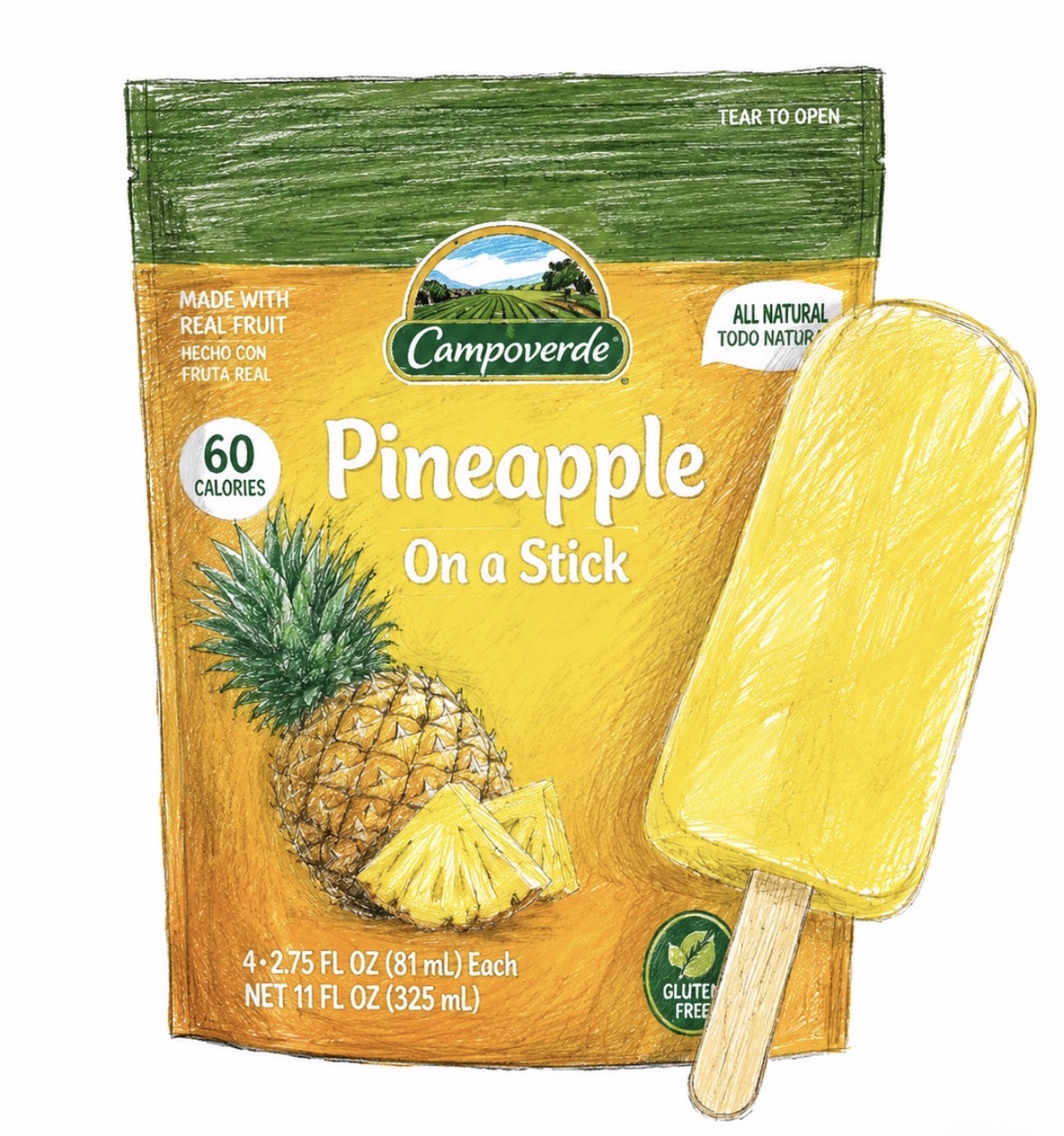 Campoverde Pineapple On A Stick 4-3 oz