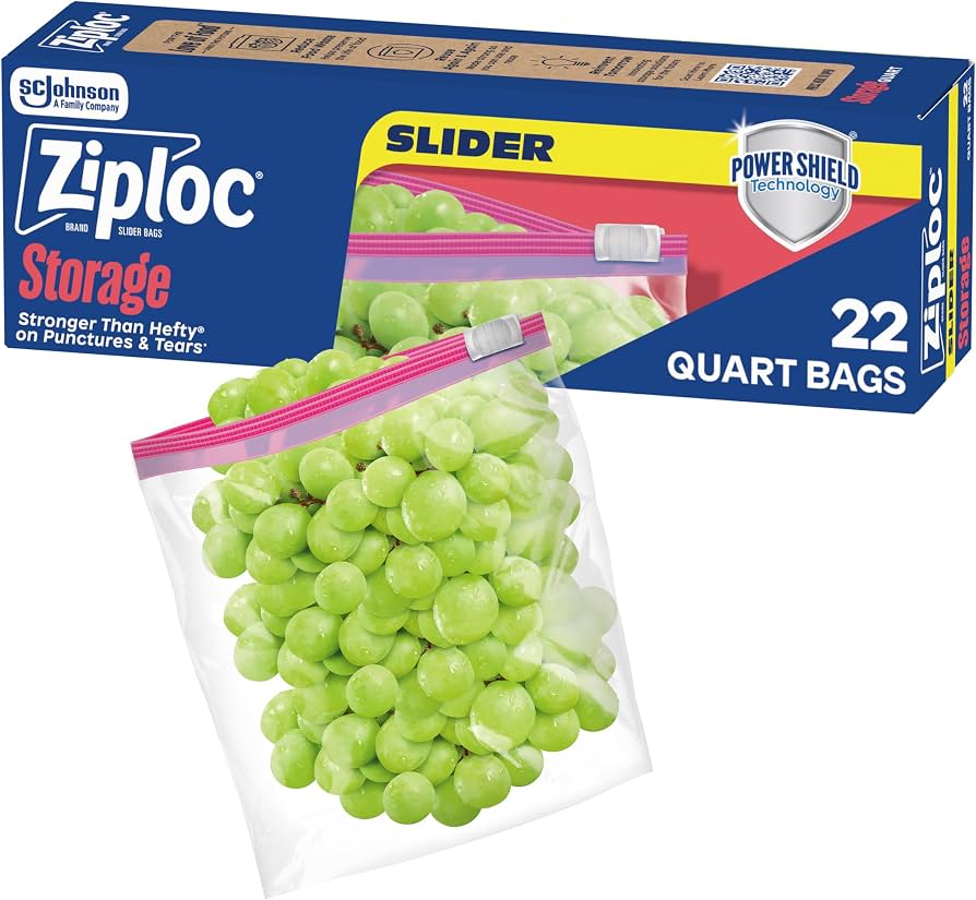 Ziploc Quart Storage Slider Bags 22 ct