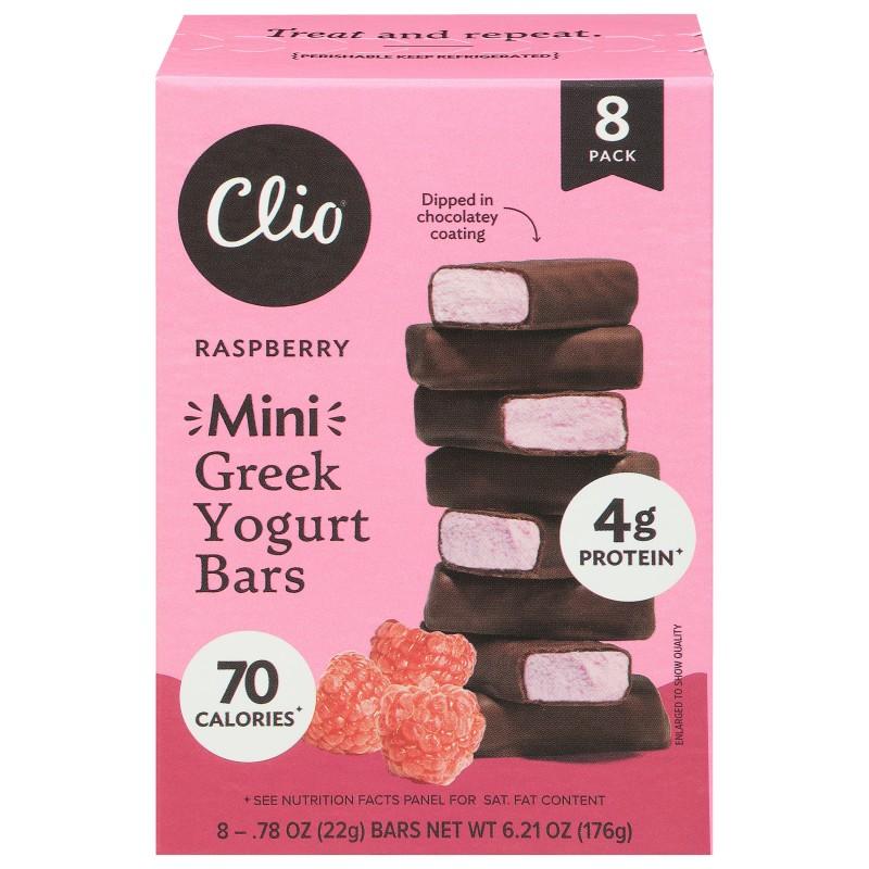 Clio Mini Greek Yogurt Bars Raspberry 8 ct