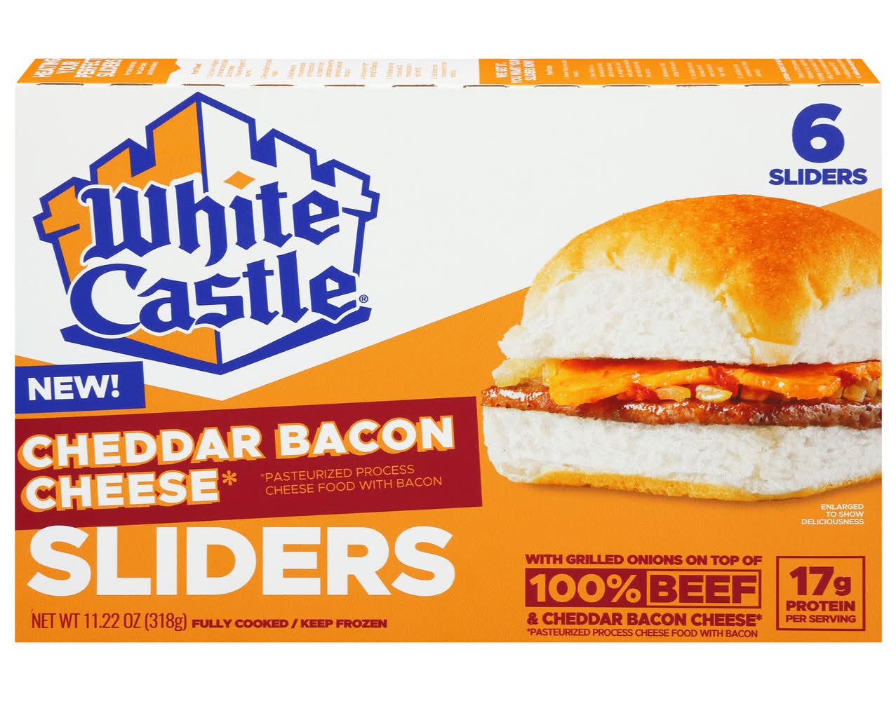 White Castle Cheddar Bacon Cheese Sliders 6 ct