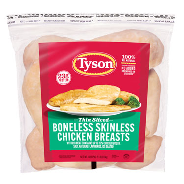Tyson All Natural Boneless Skinless Chicken Breasts 2.5 lbs