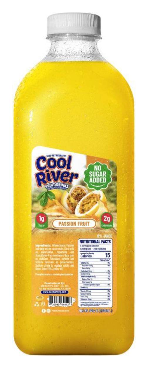Cool River Bebida de Parcha Sin Azúcar Ańadida 52 oz