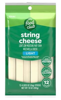 Food Club Mozzarella String Cheese Light 12-1 oz