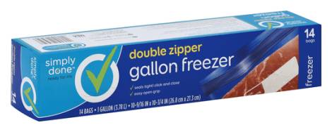 Simply Done Double Zipper Gallon Freezer Bags 14 ct