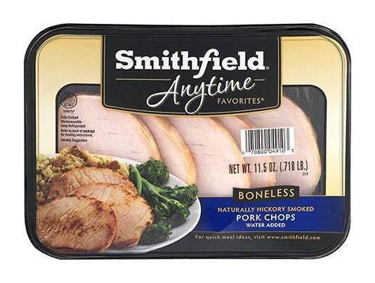 Smithfield Anytime Favorites Boneless Pork Chops Boneless Hickory Smoked 11.5 oz