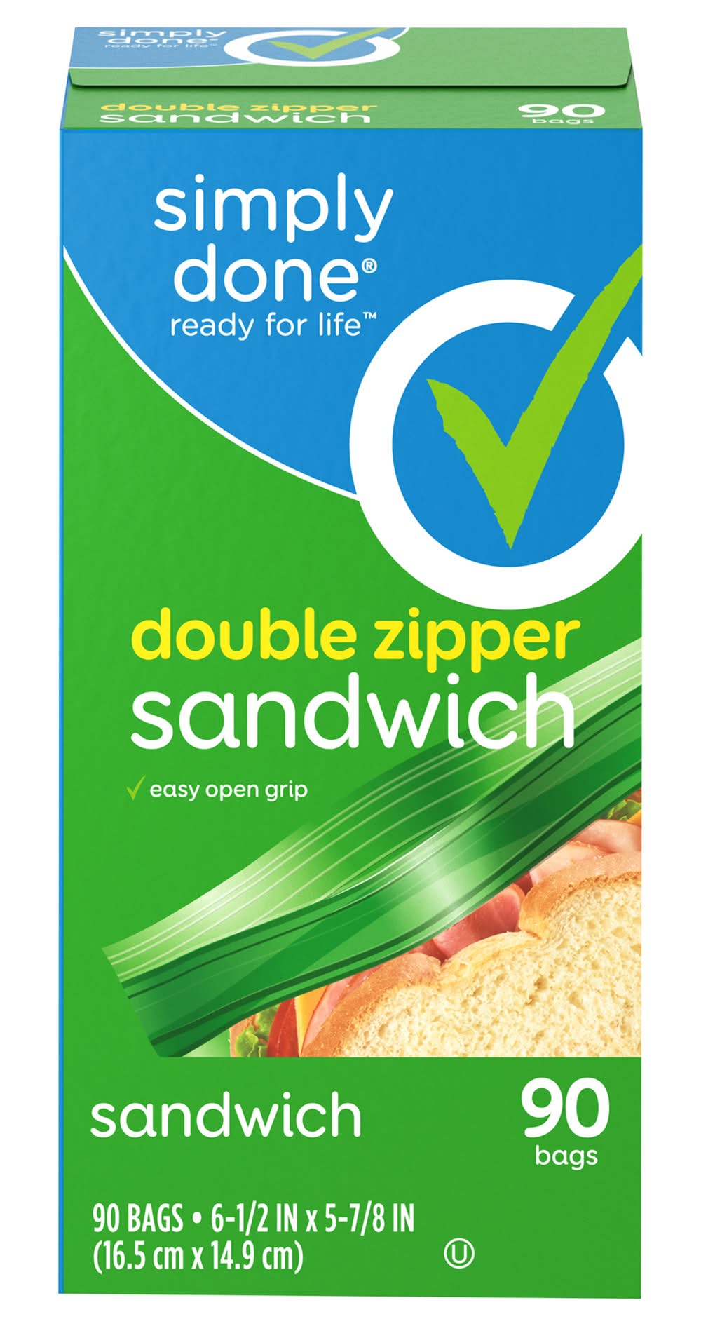 Simply Done Double Zipper Sandwich Bags 90 ct