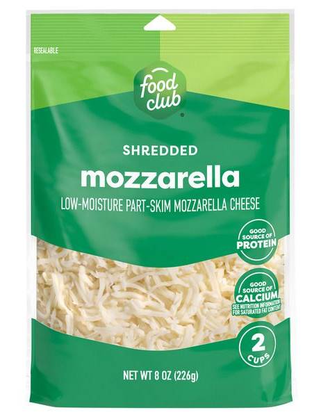 Food Club Shredded Mozzarella Cheese 8 oz