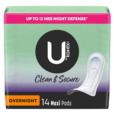 U by Kotex Overnight Maxi Pads 14 ct