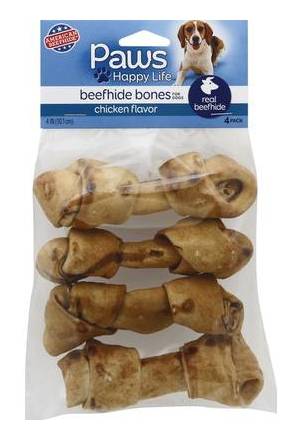 Paws Beefhide Bones Beef Flavor