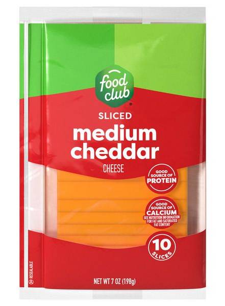 Food Club Sliced Medium Cheddar 7 oz