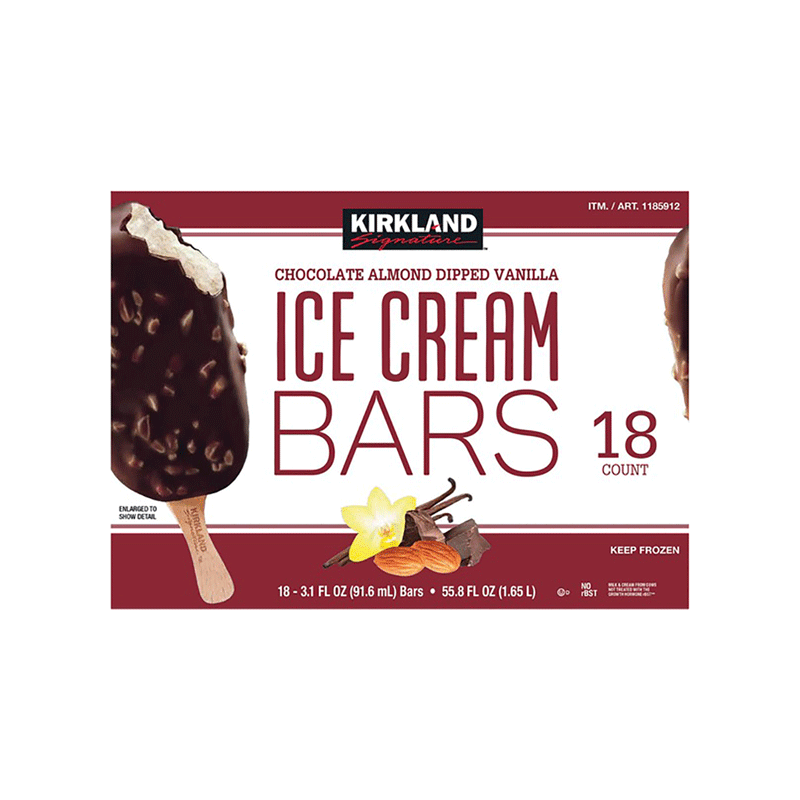 Kirkland Signature Vanilla Almond Ice Cream Bars 18 ct