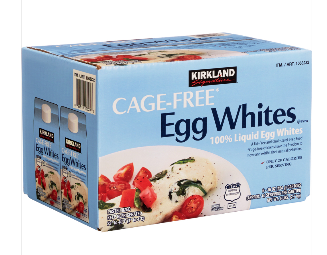Kirkland Signature Cage Free Egg Whites 6-16 oz