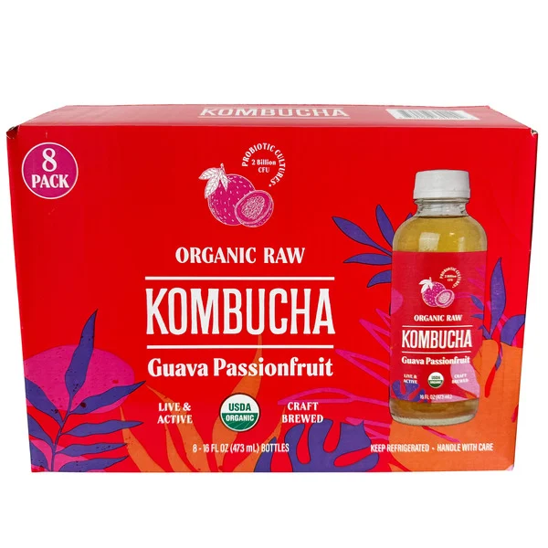 Organic Raw Guava Passion Fruit Kombucha 8-16 oz