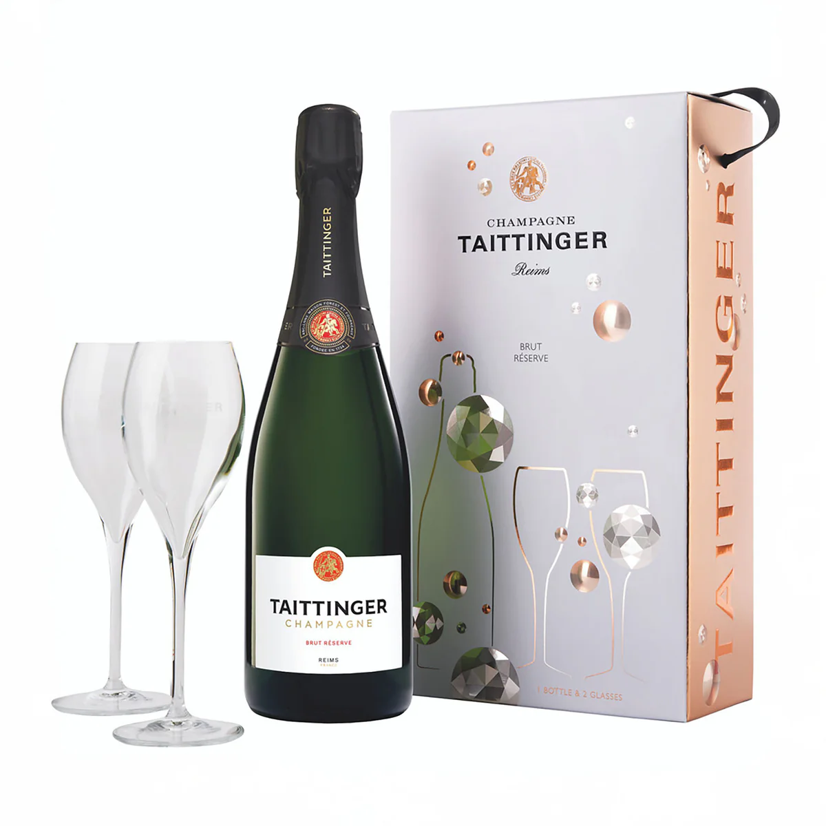 Taittinger Brut Champagne with Glasses 750 ml