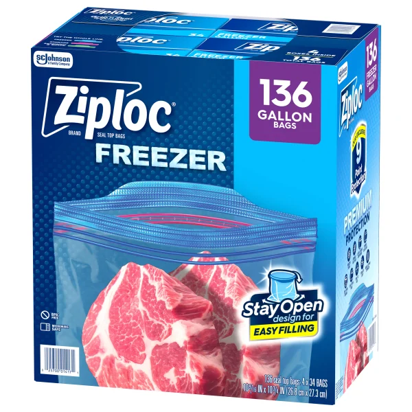 Ziploc Double Zipper Gallon Freezer Bags 4-34 ct