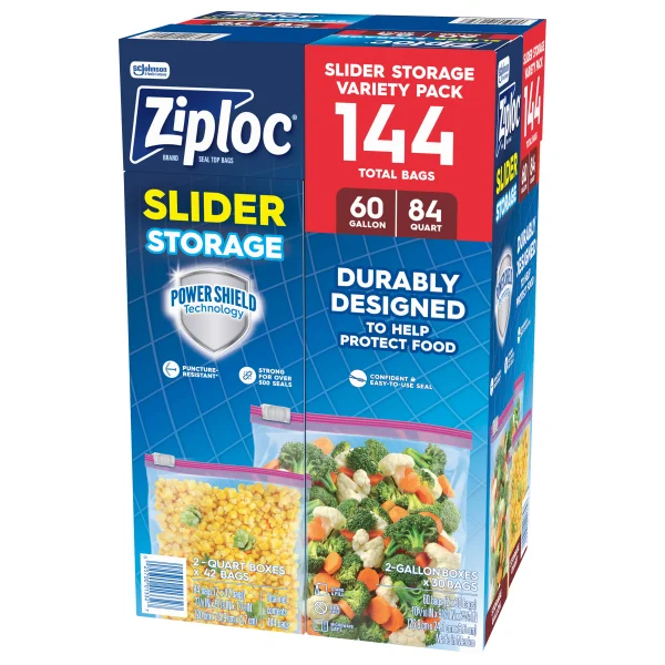 Ziploc Variety Pack Slider Bags Quart & Gallon 144 ct