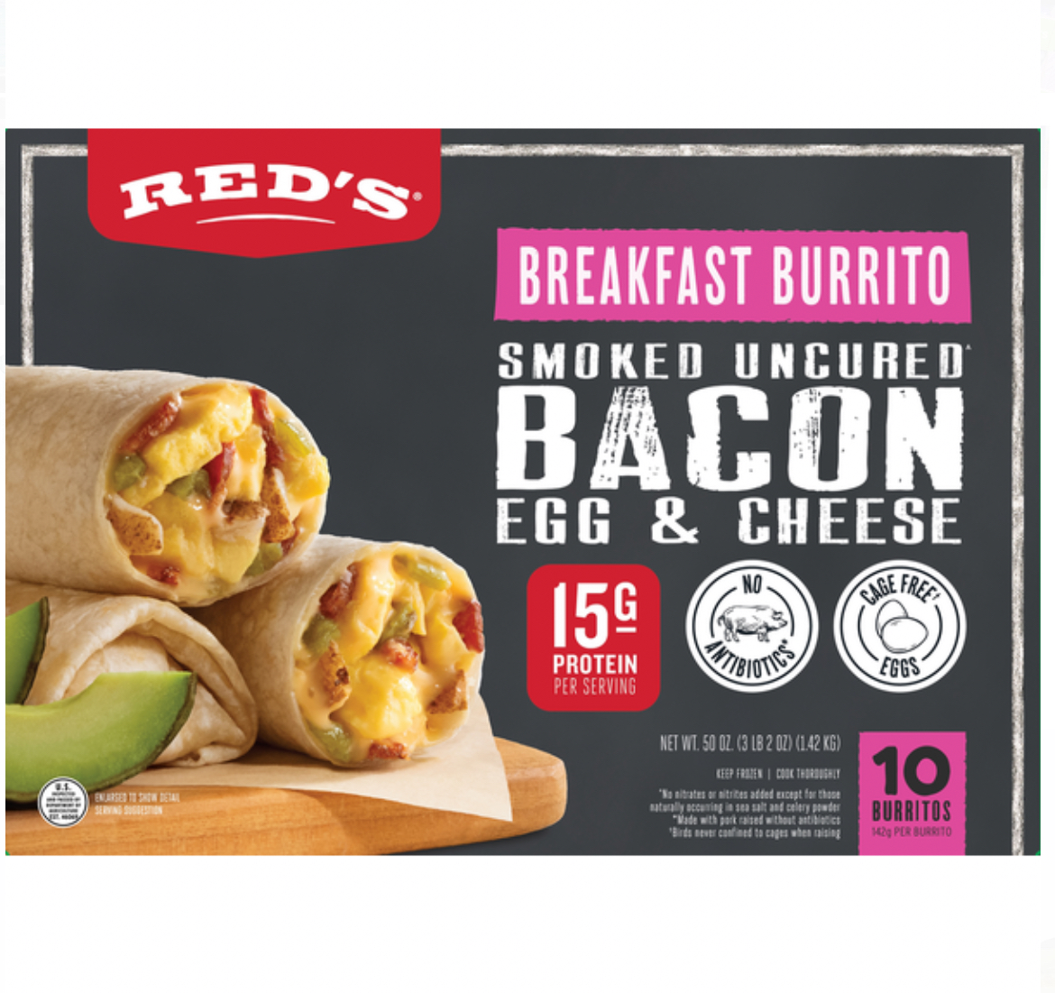 Red’s Bacon Egg & Cheese Breakfast Burrito 10 ct