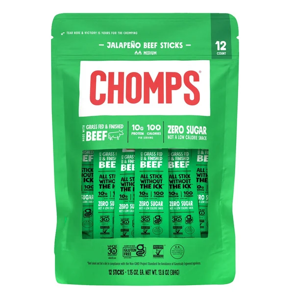Chomps Jalapeño Grass Fed Beef Sticks 12 ct