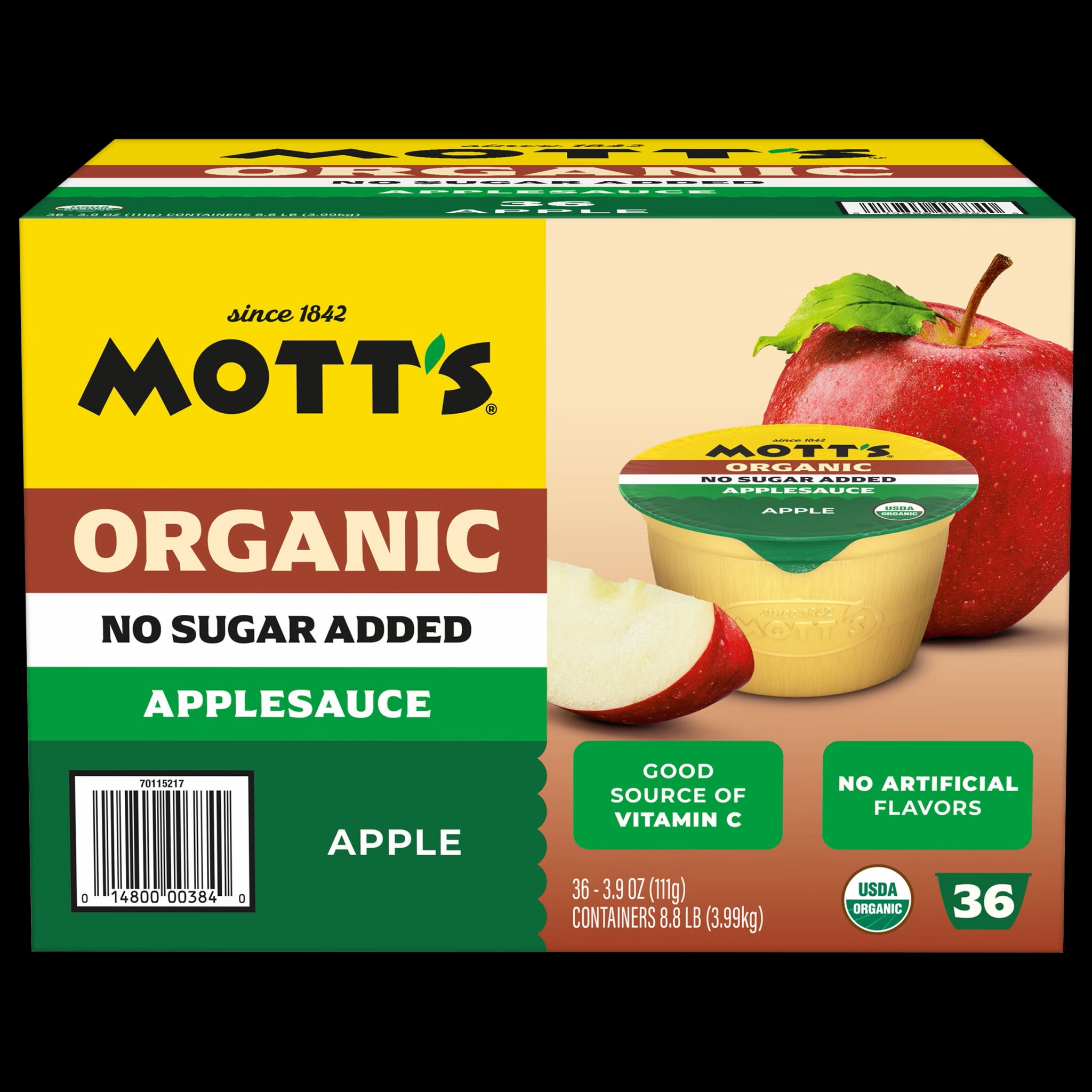 Mott’s Organic Applesauce 36-3.9 oz