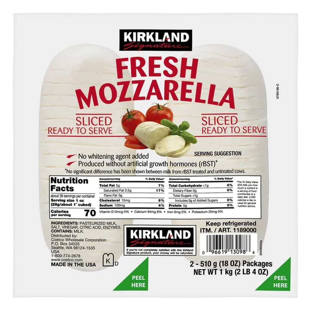 Kirkland Signature Sliced Fresh Mozzarella 2-16 oz