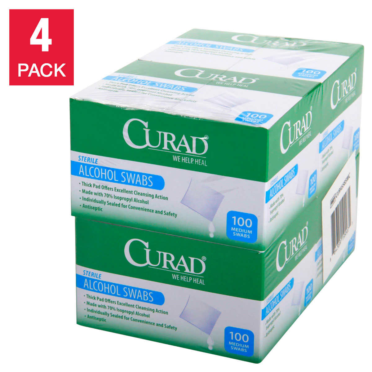 Curad Alcohol Prep Pads 4-100 ct